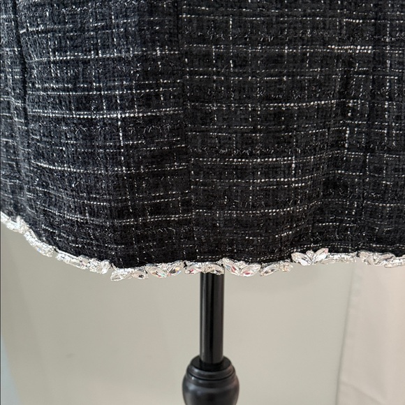 NWT lulus Black Tweed Strapless Rhinestone Bow Mini Dress Medium - Picture 8 of 13